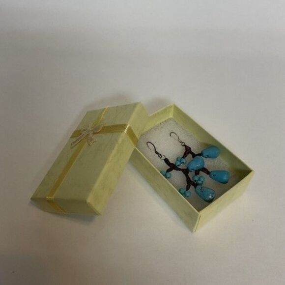 NWT Pannee Turquoise Branch Dangle Earrings Artisan Southwest Boho - Picture 9 of 13